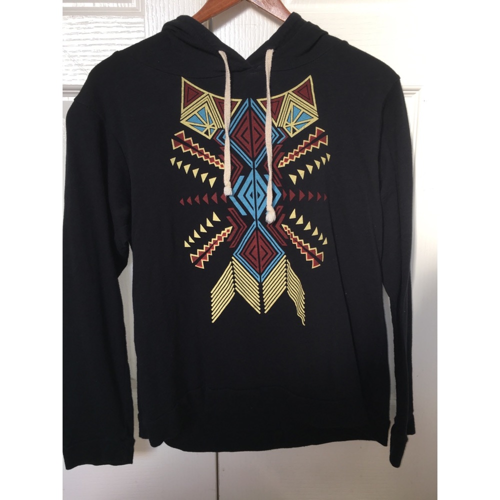 Black graphic hooded long sleeve